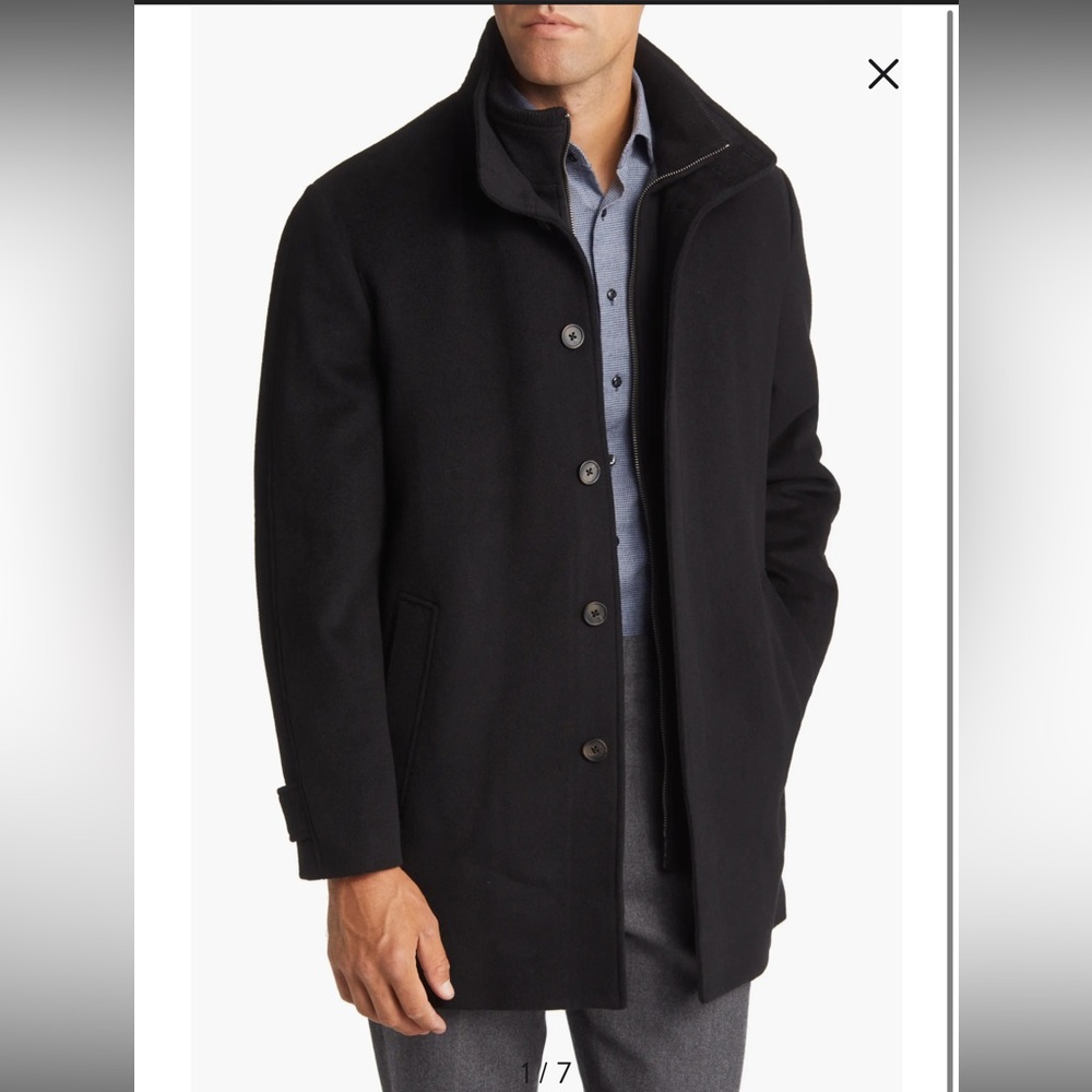 Nordstrom ‘Hudson ‘ Bib Insert Wool Car Coat in Black